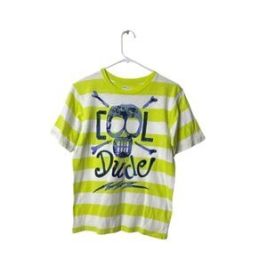 Gap Kids "Cool Dude" Yellow & White Striped T-Shirt XXL (14-16) 100% Cotton